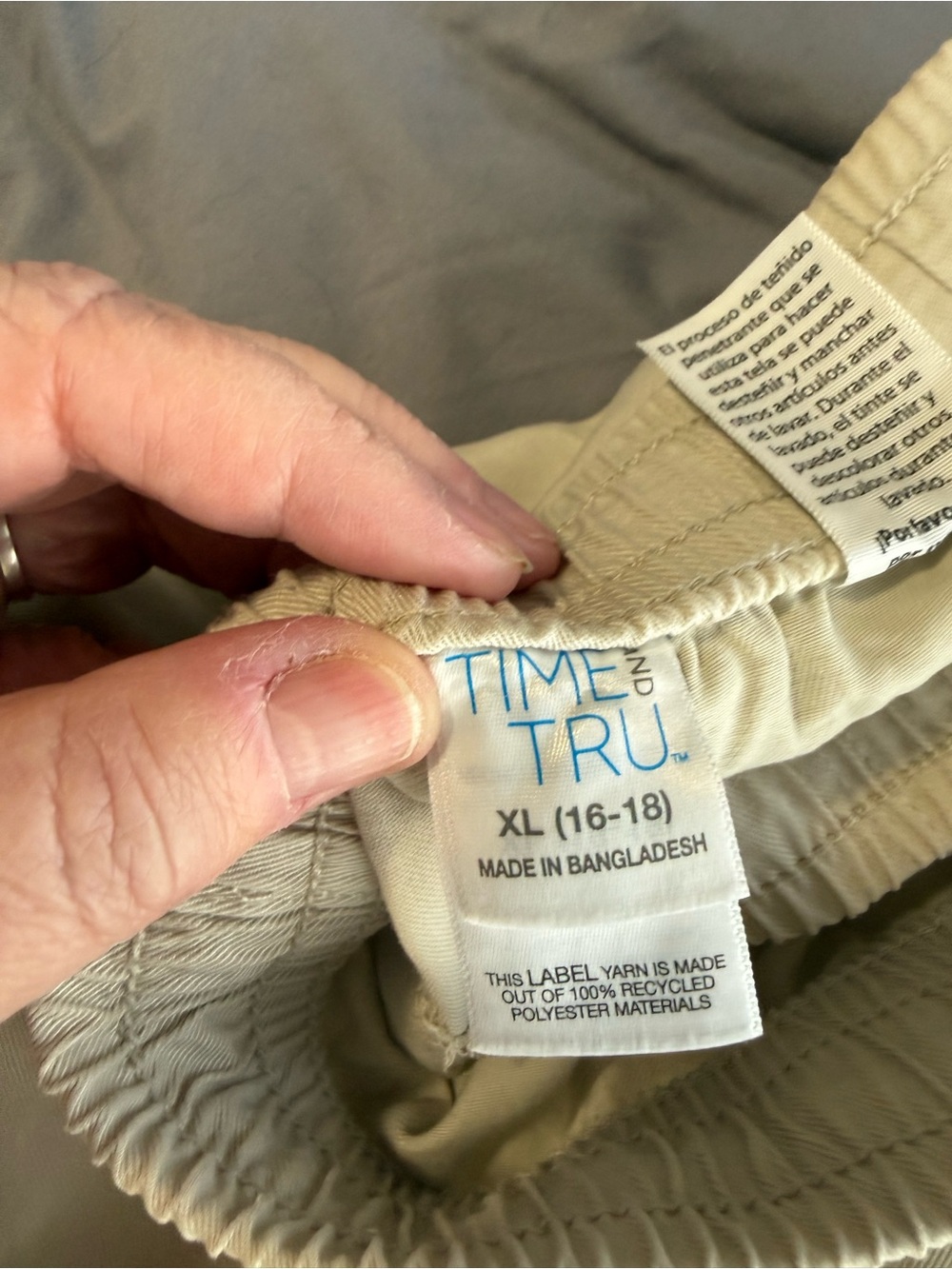 Time and Tru Women Khaki Elastic Waist Pants - Khaki